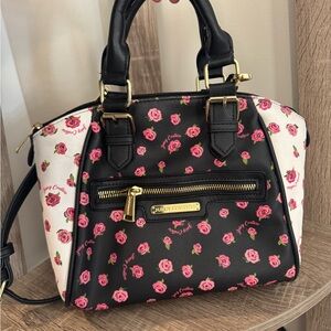 Juicy Couture Black and Pink Rose Satchel